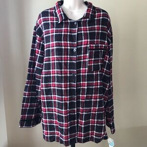 Sun Bay Nights Black and Red Plaid Nightshirt Size XL